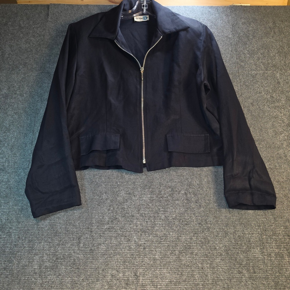 Paul Harris Design Jacket Womens Large Navy Blue Good Vintage Zip Up Collared
